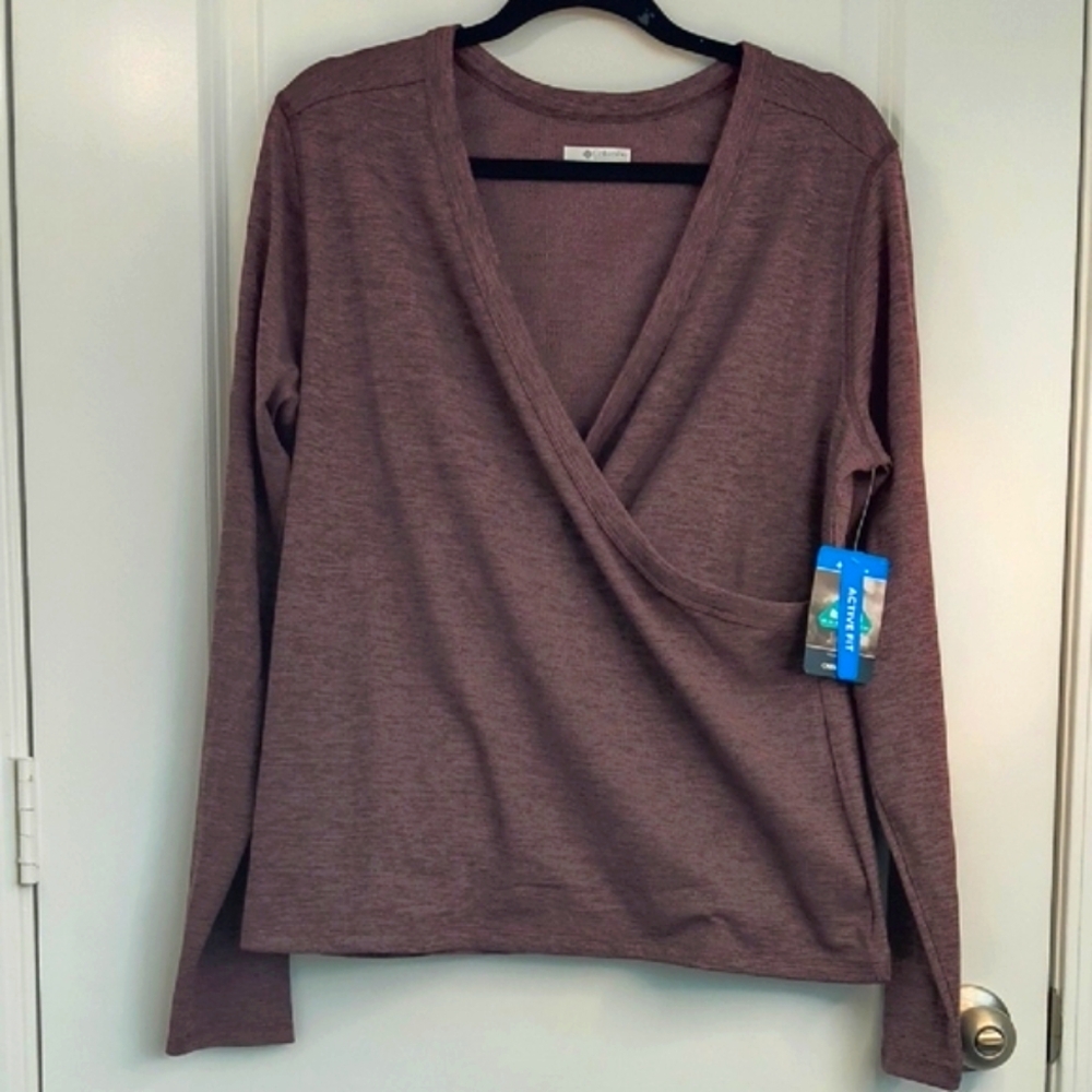 Columbia Women's Wrap Purple Top V-Neck Plus Size XXL